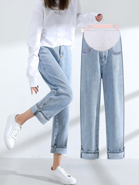 Дънки за бременни жени със копче