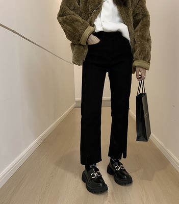 Γυναικείο τζιν για εγκύους με ψηλόμεσο - ίσιο καθαρό μοντέλο