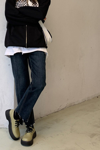 Γυναικείο τζιν για εγκύους με ψηλόμεσο - ίσιο καθαρό μοντέλο