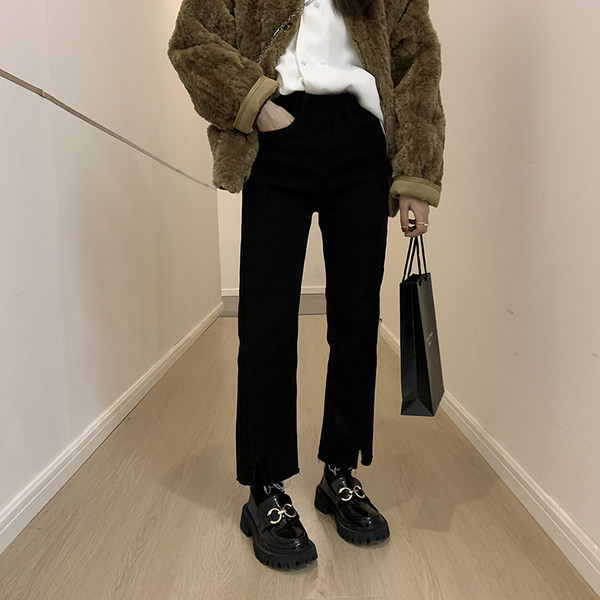 Γυναικείο τζιν για εγκύους με ψηλόμεσο - ίσιο καθαρό μοντέλο