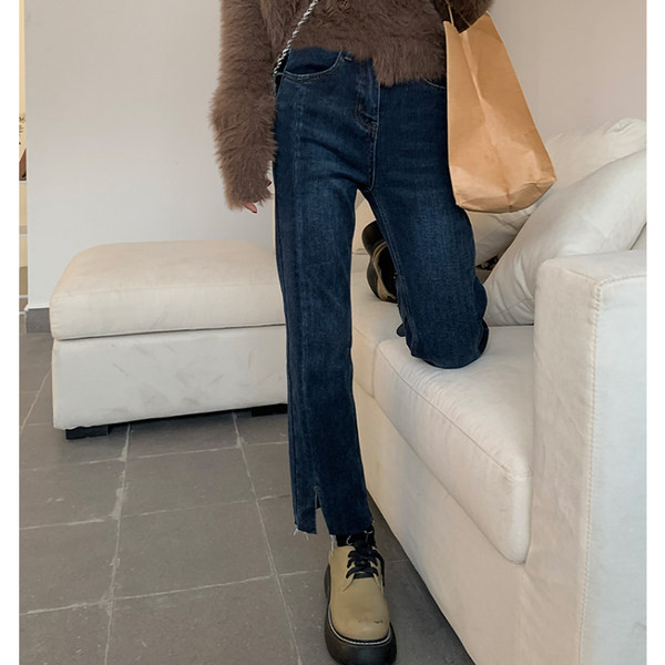 Γυναικείο τζιν για εγκύους με ψηλόμεσο - ίσιο καθαρό μοντέλο