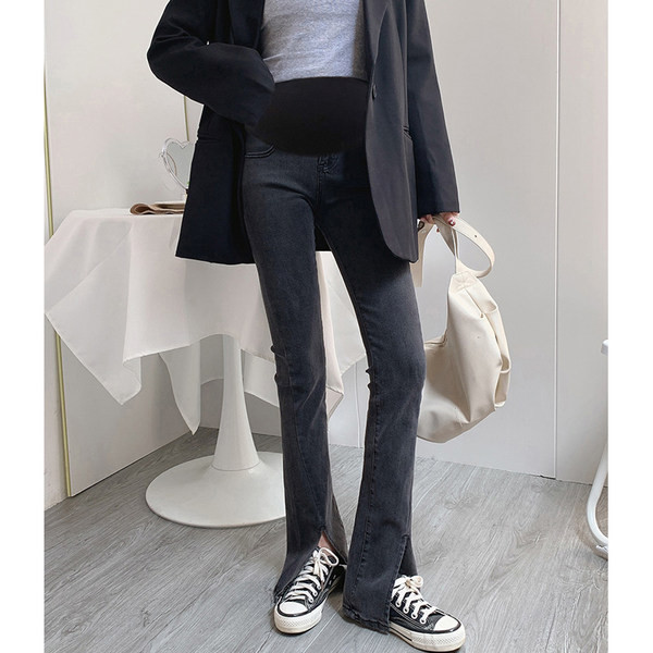 Női farmer terhes nőknek - magas derékkal és oldalsó hasítékkal