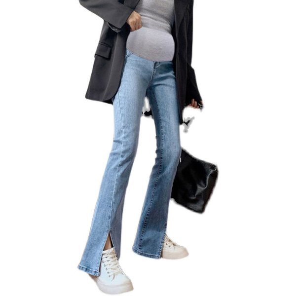 Női farmer terhes nőknek - magas derékkal és oldalsó hasítékkal