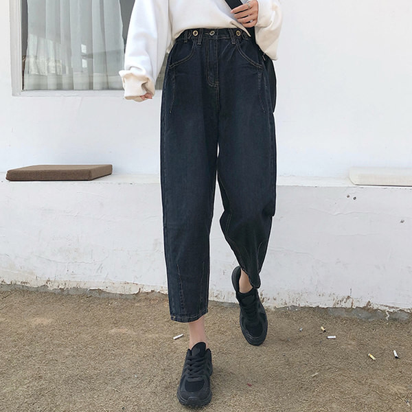 Kismama farmernadrág zsebekkel és gombokkal