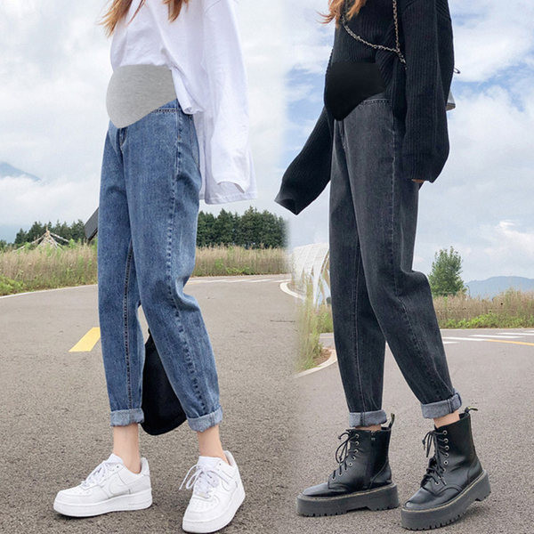 Ženske traperice za trudnice - s visokim strukom u tri boje