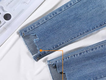 Дамски дънки за бременни жени с висока талия - изчистен прав модел