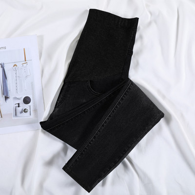 Moteriški džinsai nėščiosioms aukštu juosmeniu - švarus tiesus modelis