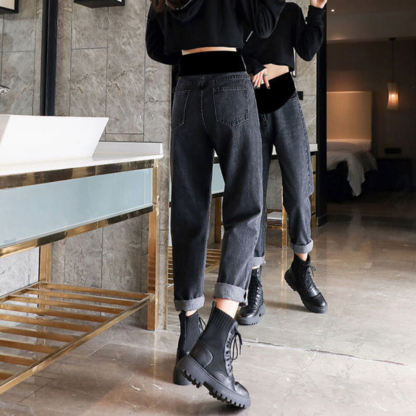 Μοντέρνο τζιν εγκυμοσύνης με τσέπες και ελαστική μέση