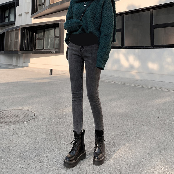 Ženske traperice za trudnice s visokim strukom - tip pencil