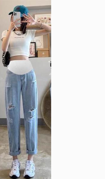 Νέο μοντέλο γυναικείου τζιν με σκισμένα στοιχεία για εγκύους