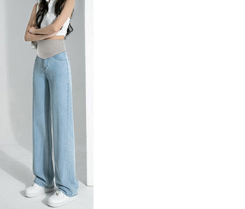 Női farmer terhes nőknek magas derékkal - világoskék színben