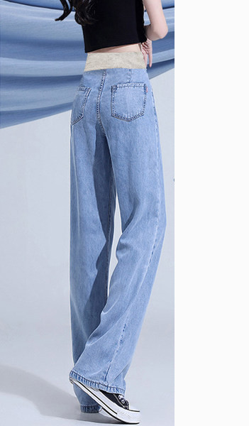 Casual γυναικείο τζιν με ελαστική μέση