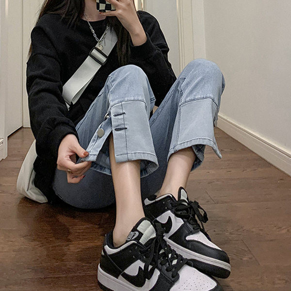 Női magas derekú kismamafarmer - oldalsó hasítékkal