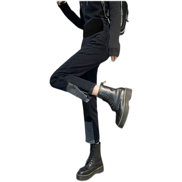 Női magas derekú kismamafarmer - oldalsó hasítékkal