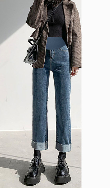 Uue mudeli naiste kõrge vöökohaga rasedate teksad