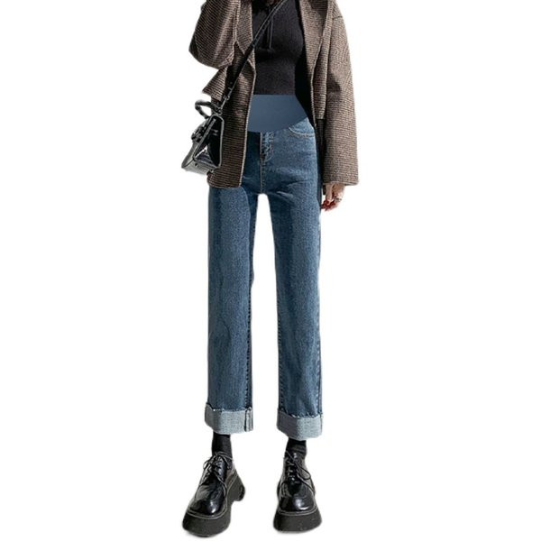 Uue mudeli naiste kõrge vöökohaga rasedate teksad