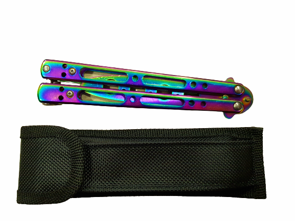 Нож пеперуда, За тренировки, Метален, Многоцветен