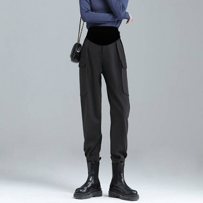 Дамски дълги панталони за бременни жени - с висока талия и джоб