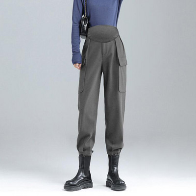 Дамски дълги панталони за бременни жени - с висока талия и джоб