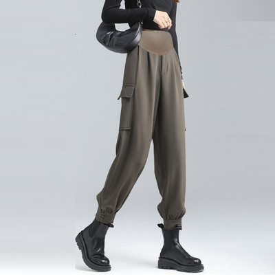 Дамски дълги панталони за бременни жени - с висока талия и джоб