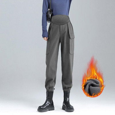 Дамски дълги панталони за бременни жени - с висока талия и джоб