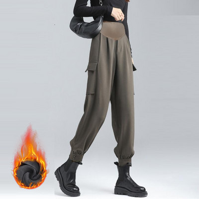 Дамски дълги панталони за бременни жени - с висока талия и джоб