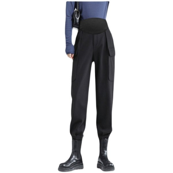 Дамски дълги панталони за бременни жени - с висока талия и джоб