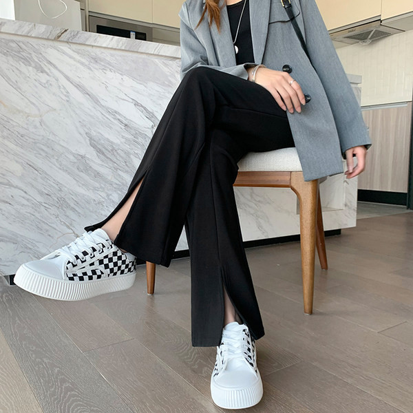 Tavaszi-őszi kismamanadrág hasítékkal