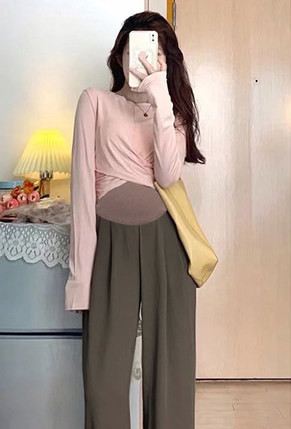 Γυναικείο μακρύ παντελόνι για εγκύους με ψηλόμεσο - καθαρό μοντέλο
