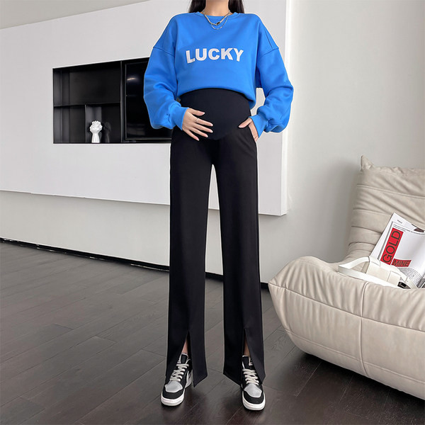 Elegáns női kismamanadrág hasítással