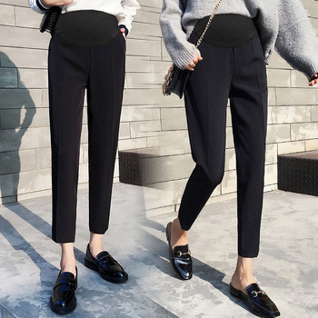 Γυναικείο μακρύ παντελόνι για εγκύους - με ψηλή μέση σε μαύρο χρώμα