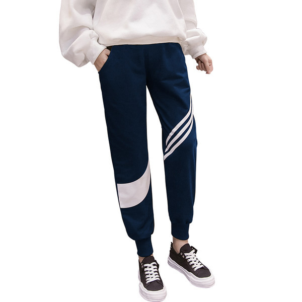 Hosszú nadrág terhes nők számára, magas derékú sportmintával