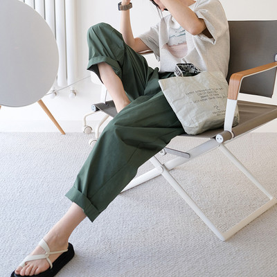 Női hosszú nadrág terhes nőknek magas derékkal – laza, tiszta mintával