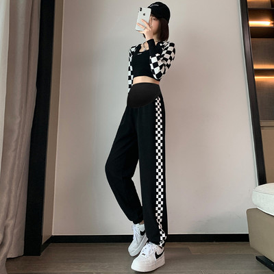 Női sport-alkalmi nadrág szegéllyel terhes nők számára