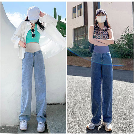 Μακρύ παντελόνι για έγκυες γυναίκες - χαλαρό σχέδιο με ψηλή μέση