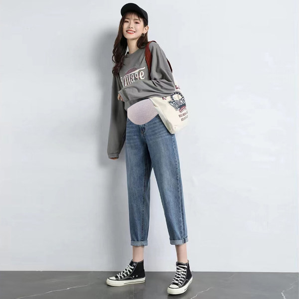 Ψηλόμεσο μακρύ παντελόνι εγκυμοσύνης - φαρδύ σχέδιο