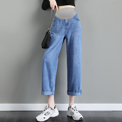 Trudničke traperice visokog struka s metalik elementom