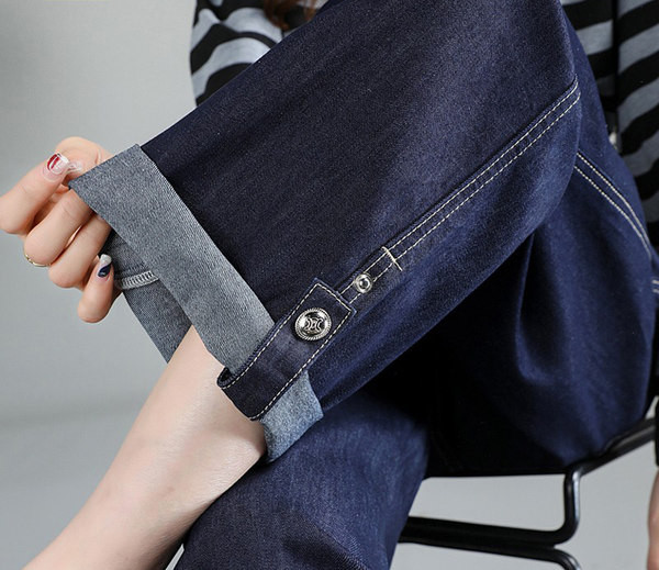 Trudničke traperice visokog struka s metalik elementom