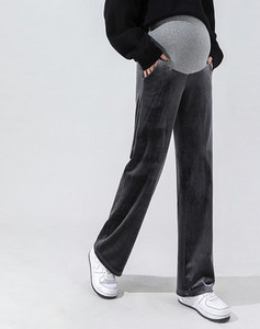 Bársony széles szárú kismamanadrág elasztikus derékkal