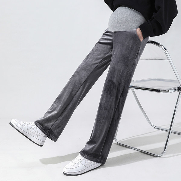 Bársony széles szárú kismamanadrág elasztikus derékkal