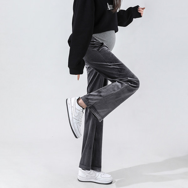 Bársony széles szárú kismamanadrág elasztikus derékkal