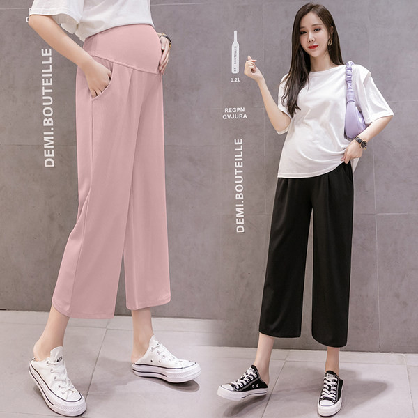 Lezser női kismamanadrág széles gumírozással és zsebekkel, különböző színekben