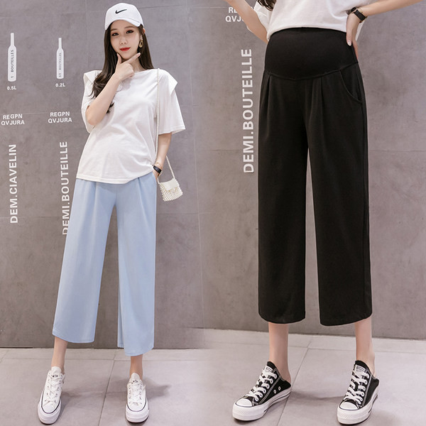 Lezser női kismamanadrág széles gumírozással és zsebekkel, különböző színekben