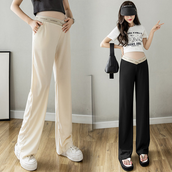 Hosszú nadrág kismamáknak alacsony derékkal - letisztult bő mintával