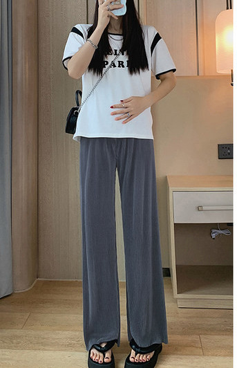 Широк рипсен панталон за бременни
