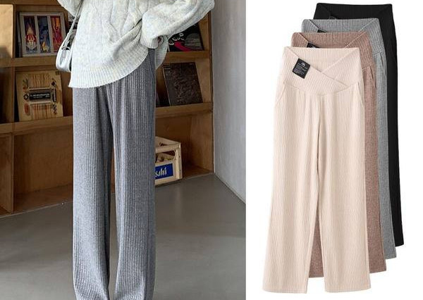 Széles szárú, magas derekú kismamanadrág logóval