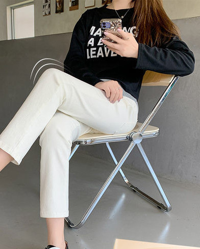 Női hosszú nadrág terhes nőknek - zsebbel és magas derékkal