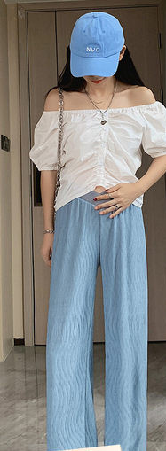 Дамски дълъг панталон за бременни жени - изчистен свободен модел