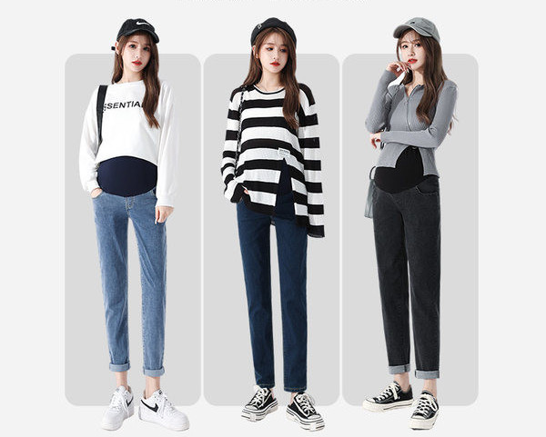 Egyenes szárú kismamafarmer elasztikus derékkal