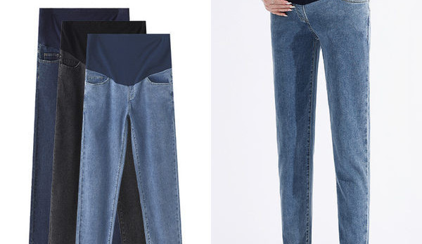 Magas derekú új modellhez illeszkedő kismamafarmer